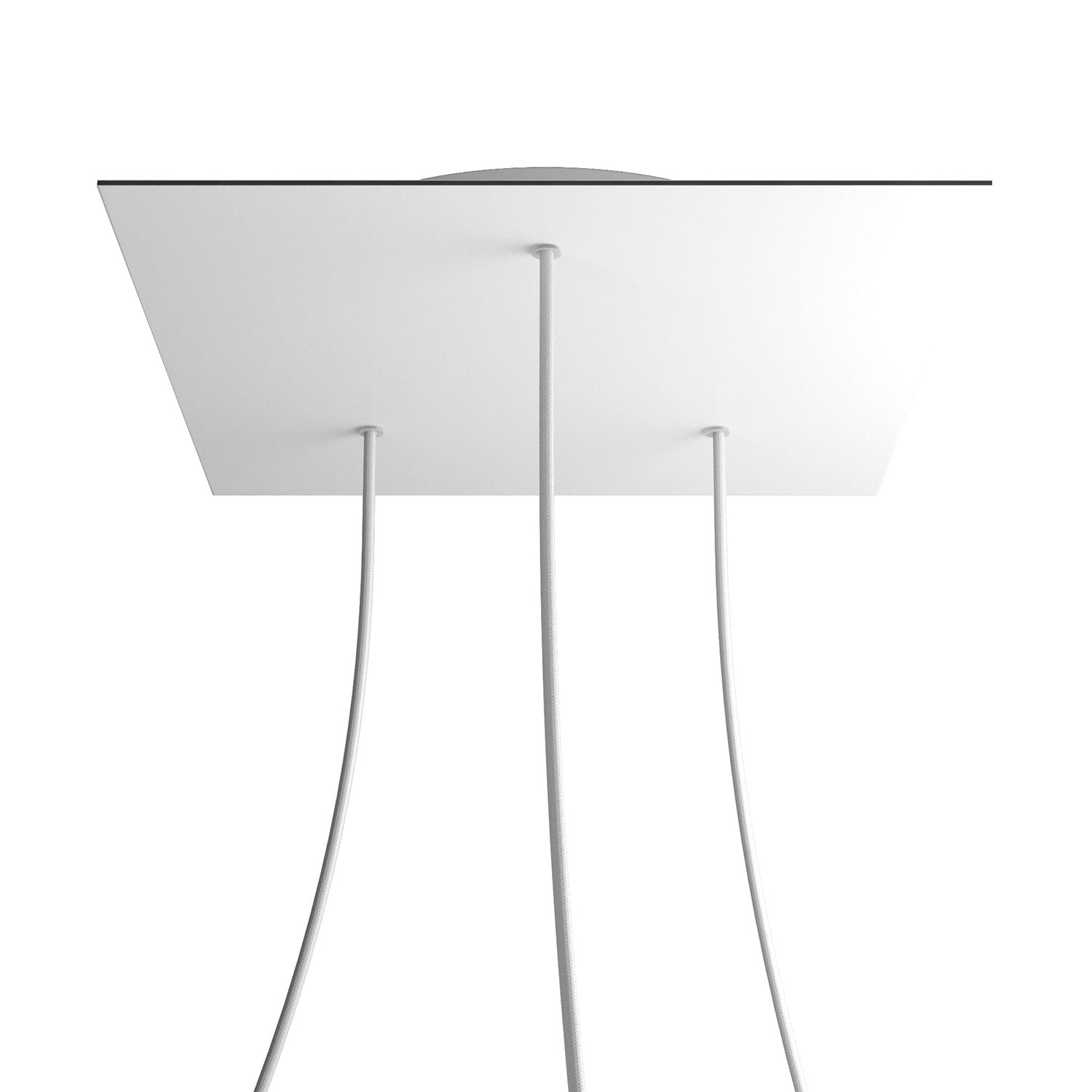 Rosone XXL Rose - One quadrato, 400 mm con 3 fori e 4 fori laterali - Bianco opaco - Creative Cables