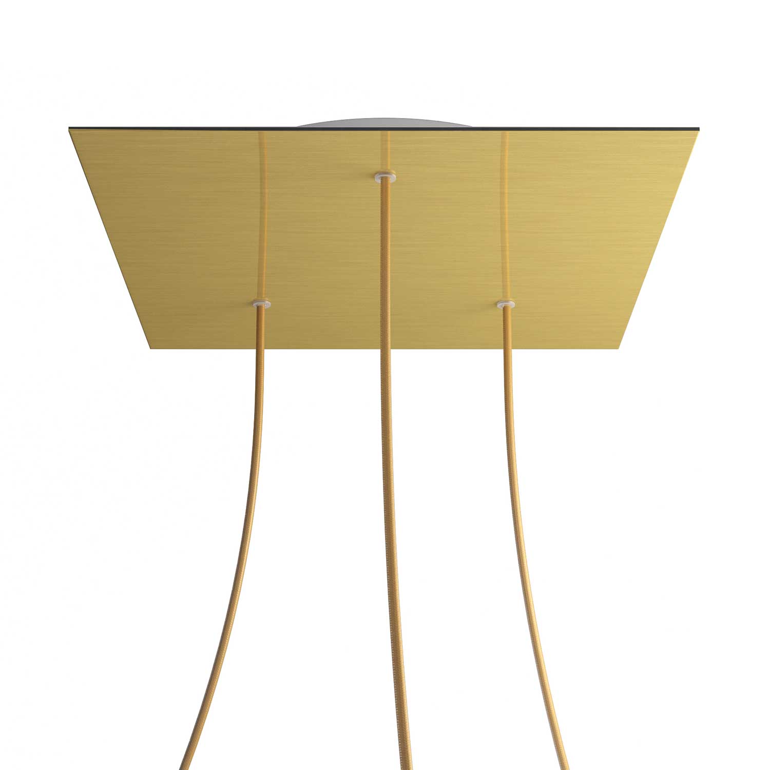 Rosone XXL Rose - One quadrato, 400 mm con 3 fori e 4 fori laterali - Dibond Ottone satinato - Creative Cables