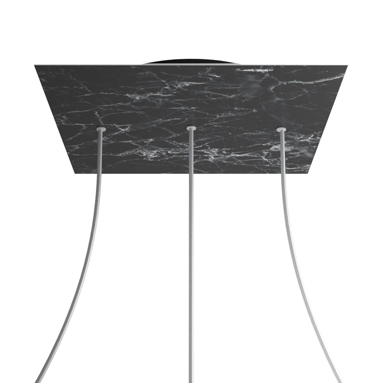 Rosone XXL Rose-One quadrato, 400 mm con 3 fori in linea e 4 fori laterali - Marmo Marquina Nero