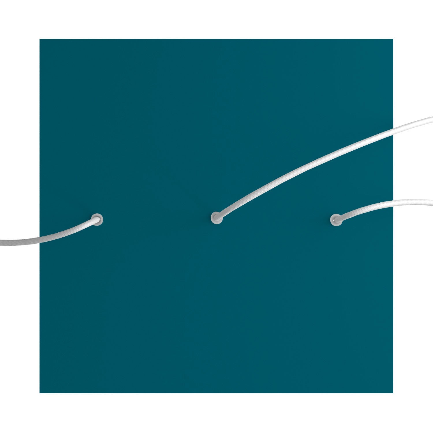 Rosone XXL Rose - One quadrato, 400 mm con 3 fori in linea e 4 fori laterali - Petrolio - Creative Cables