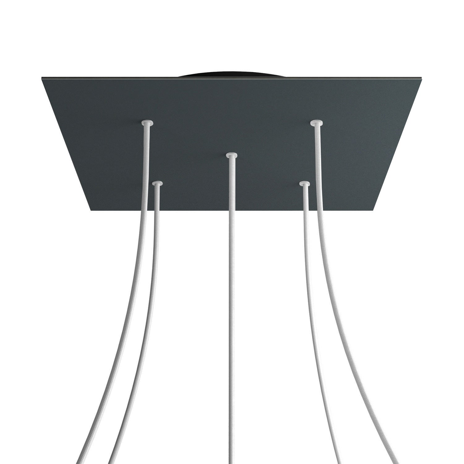 Rosone XXL Rose-One quadrato, 400 mm con 5 fori e 4 fori laterali - Antracite Nero