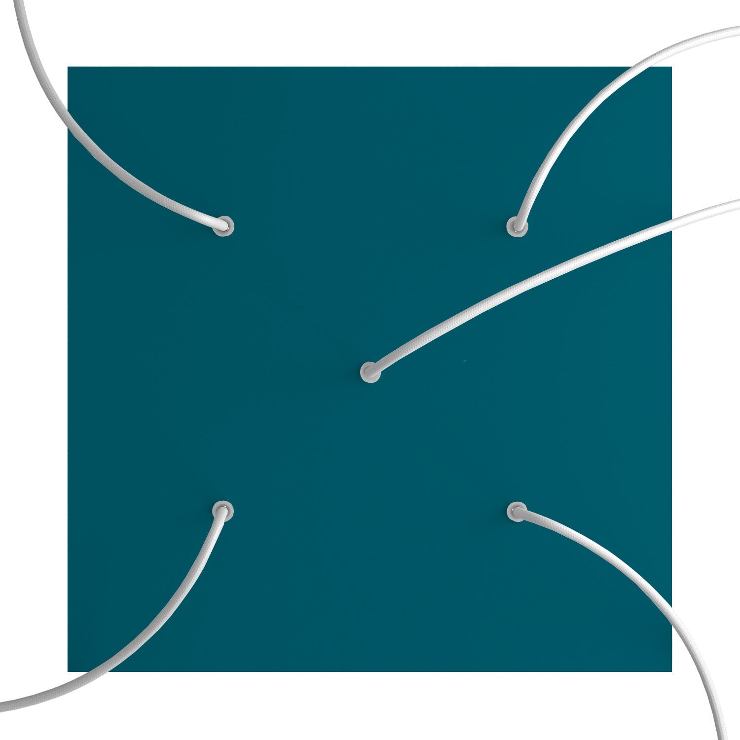 Rosone XXL Rose - One quadrato, 400 mm con 5 fori e 4 fori laterali - Petrolio - Creative Cables