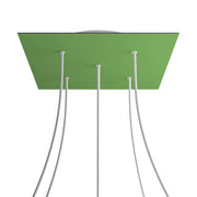 Rosone XXL Rose-One quadrato, 400 mm con 5 fori e 4 fori laterali - Verde prato Bianco