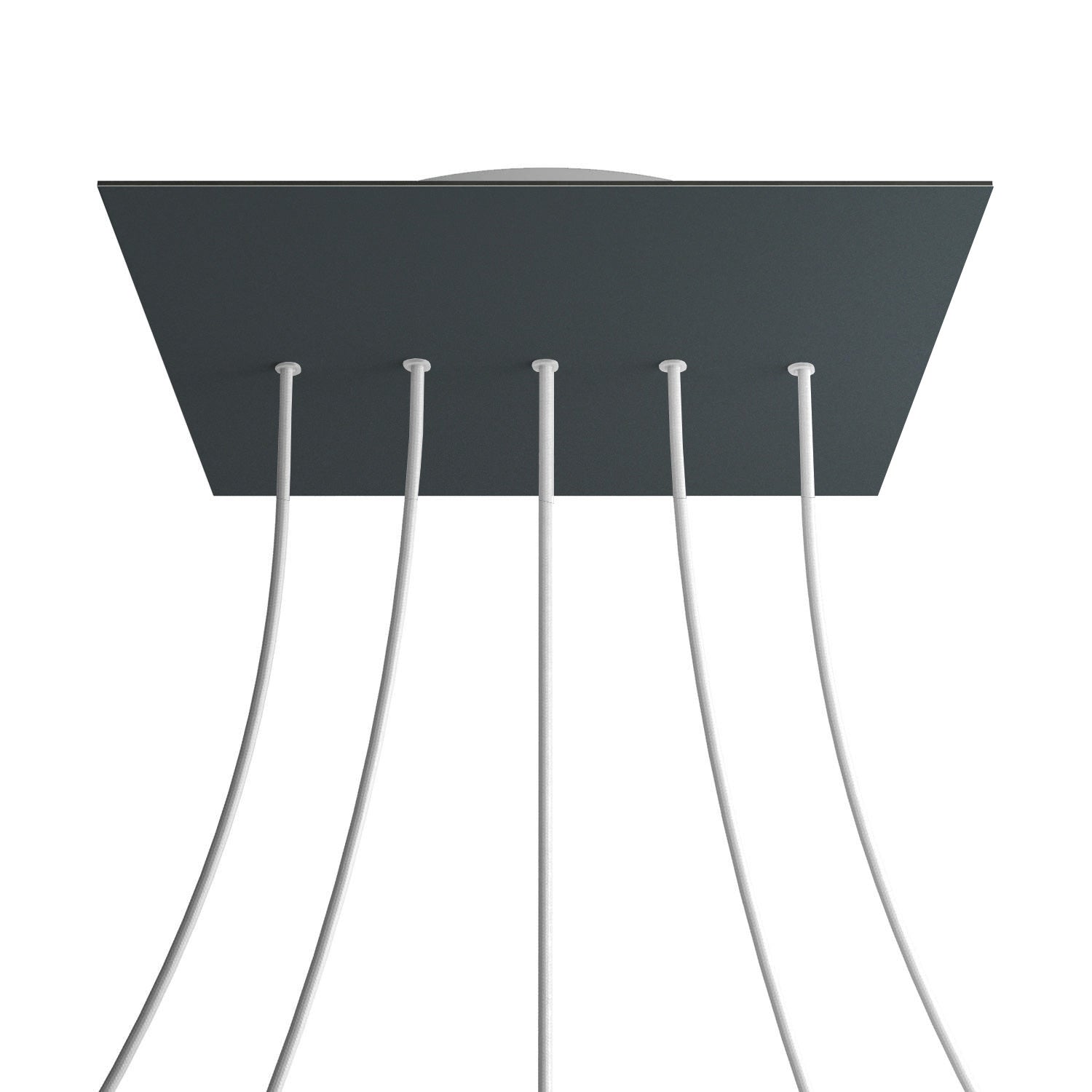 Rosone XXL Rose-One quadrato, 400 mm con 5 fori in linea e 4 fori laterali - Antracite Bianco