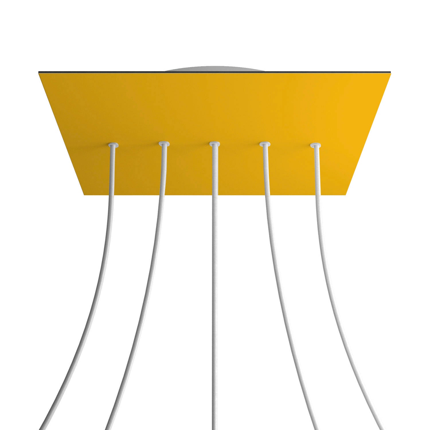 Rosone XXL Rose-One quadrato, 400 mm con 5 fori in linea e 4 fori laterali - Mostarda Bianco