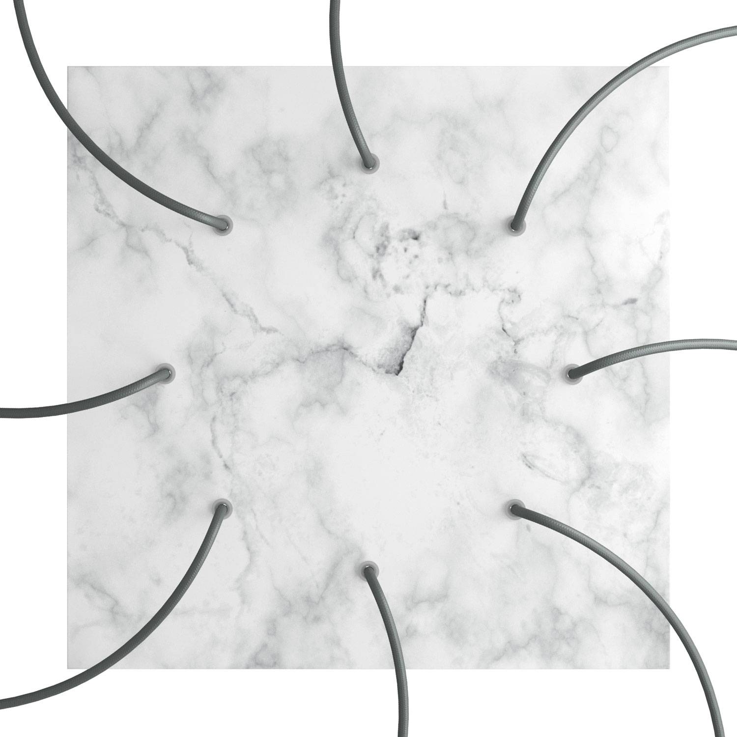 Rosone XXL Rose-One quadrato, 400 mm con 8 fori e 4 fori laterali - Marmo Carrara Bianco