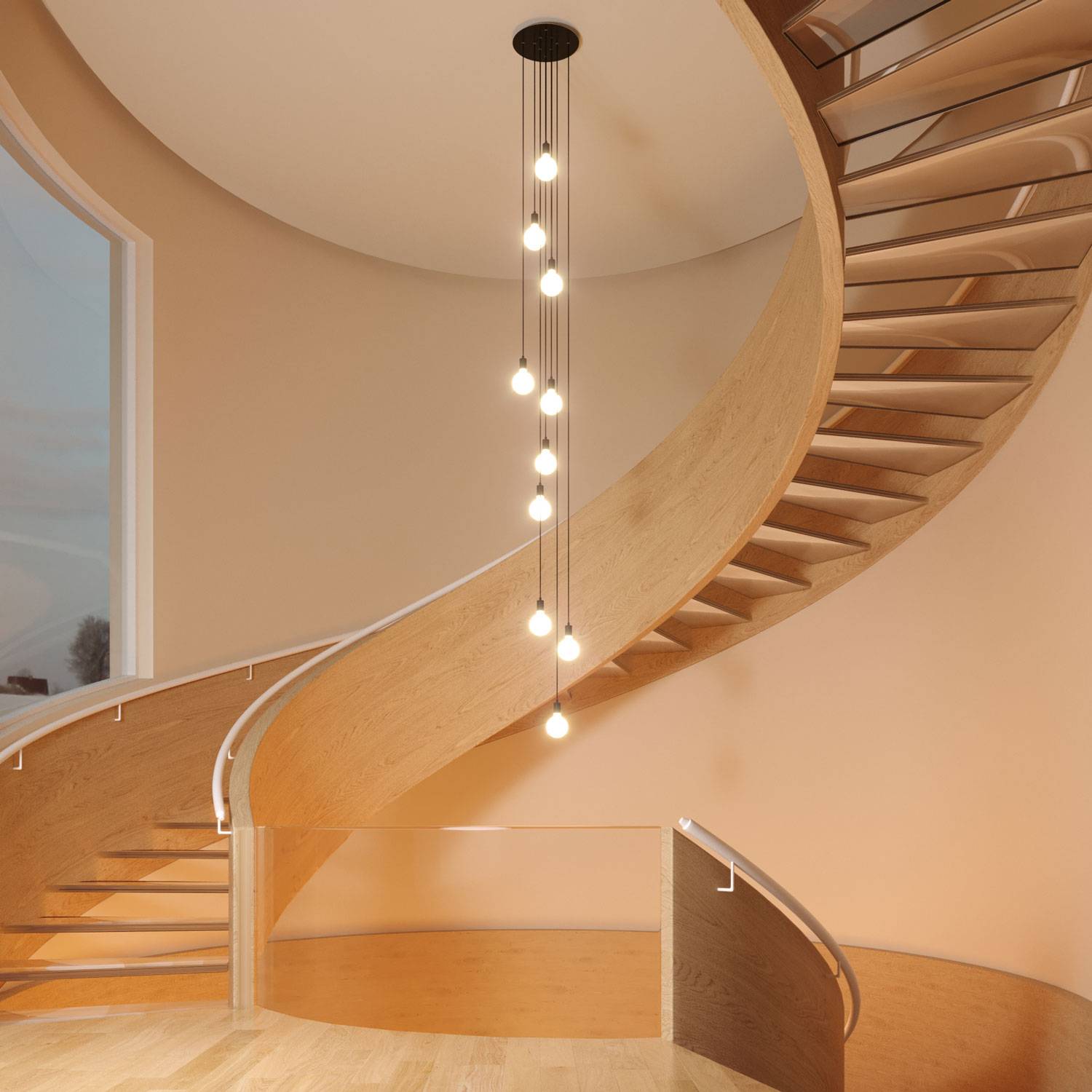 Rosone XXL Rose-One rotondo, diametro 400 mm con 10 fori e 4 fori laterali - Dibond Rame satinato Bianco