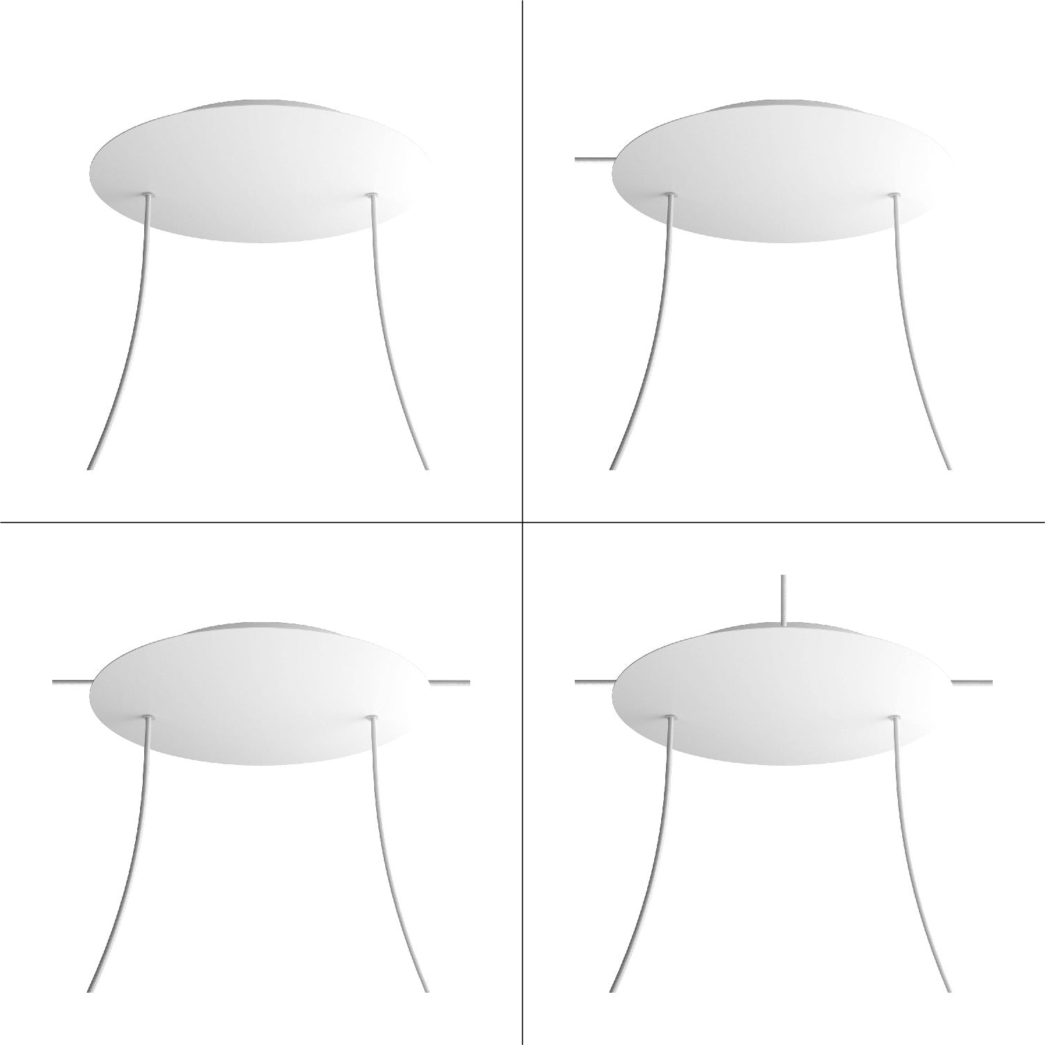Rosone XXL Rose-One rotondo, diametro 400 mm con 2 fori e 4 fori laterali - Dibond Acciaio satinato Bianco