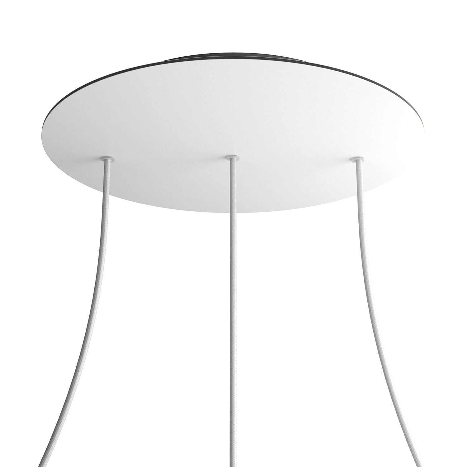 Rosone XXL Rose-One rotondo, diametro 400 mm con 3 fori in linea e 4 fori laterali - Bianco opaco Nero