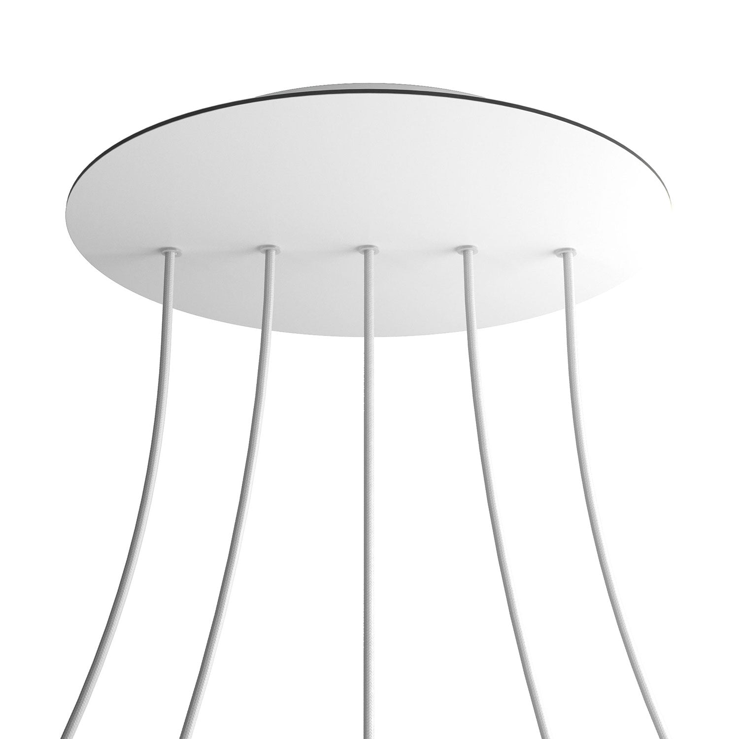 Rosone XXL Rose-One rotondo, diametro 400 mm con 5 fori in linea e 4 fori laterali - Bianco opaco Bianco