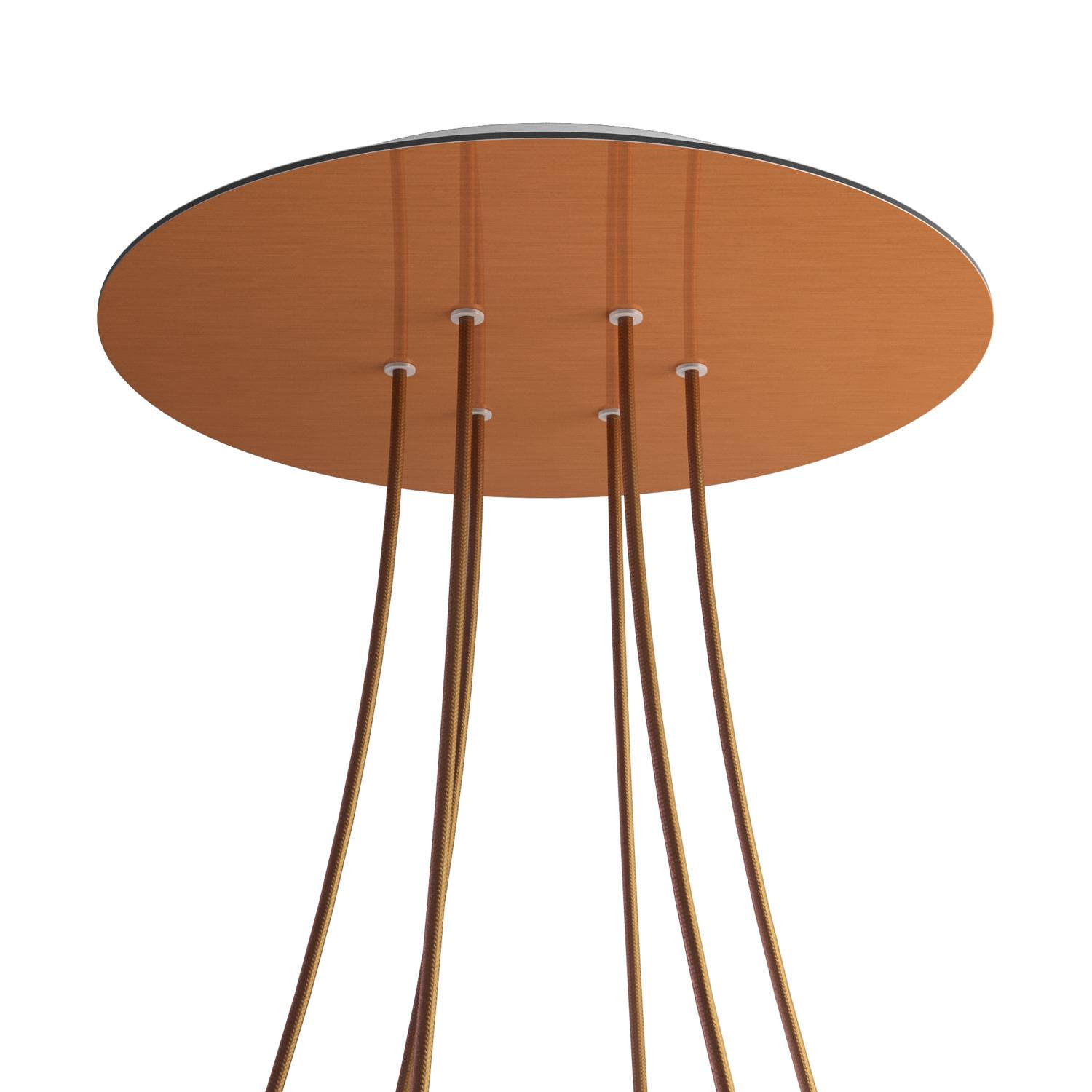 Rosone XXL Rose - One rotondo, diametro 400 mm con 6 fori e 4 fori laterali - Dibond Rame satinato - Creative Cables