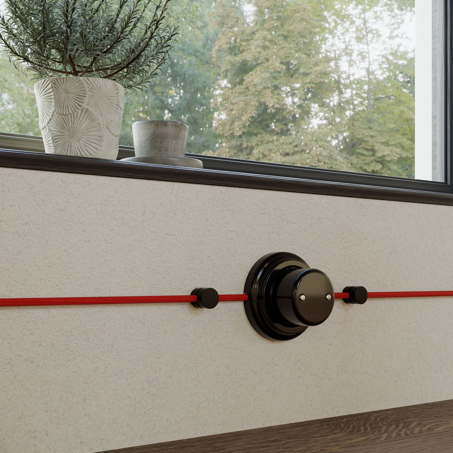 Scatola di derivazione compatibile con base in porcellana - Nero