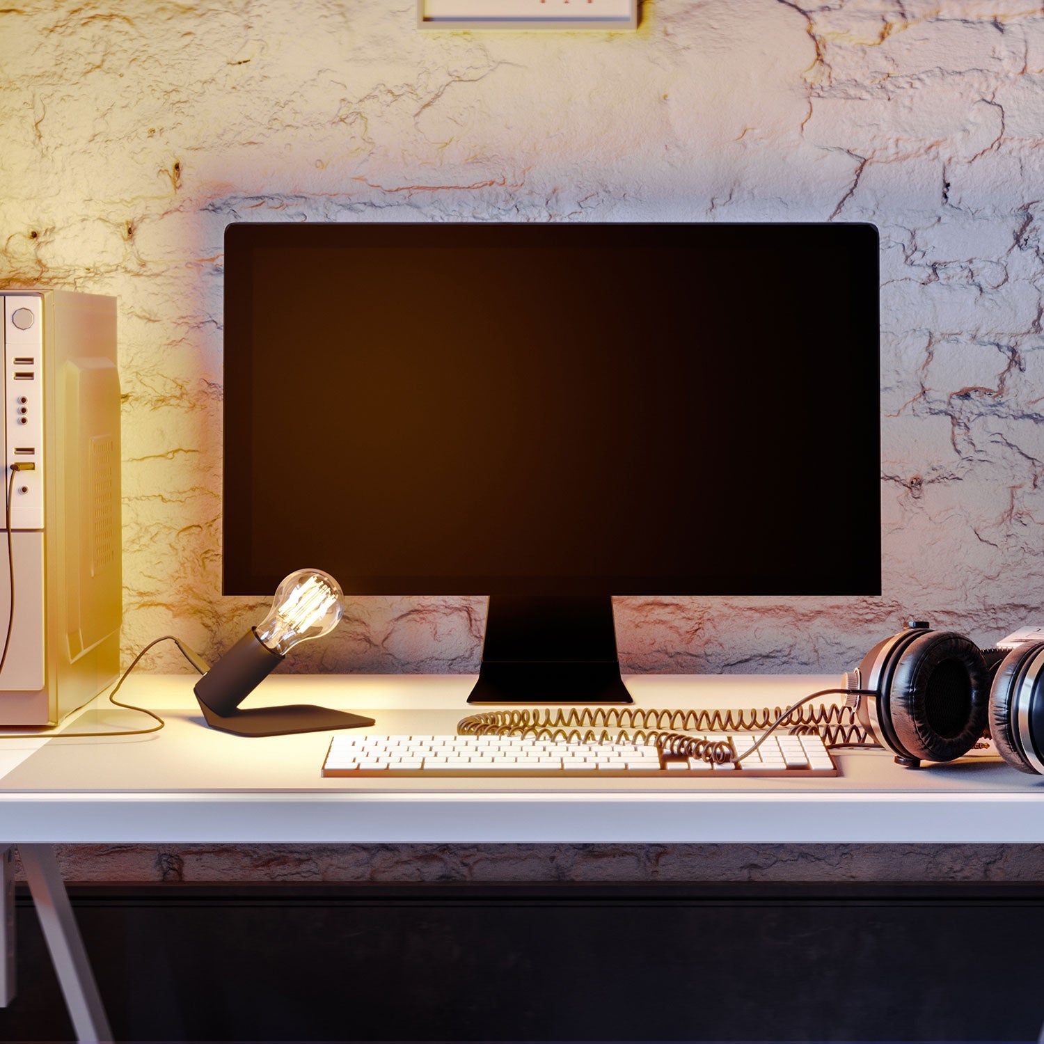 SI! Lampada da tavolo a 5V con lampadina A60 e base metallica - Nero