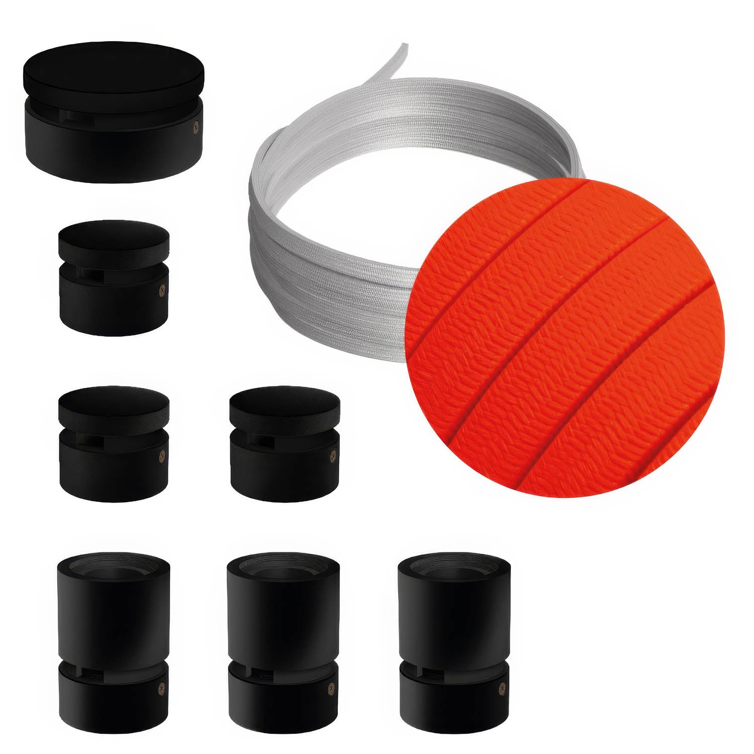 Sistema Filé Linear Kit - con cavo CF15 di 5 m per catenaria e 7 componenti in legno verniciato nero per interni