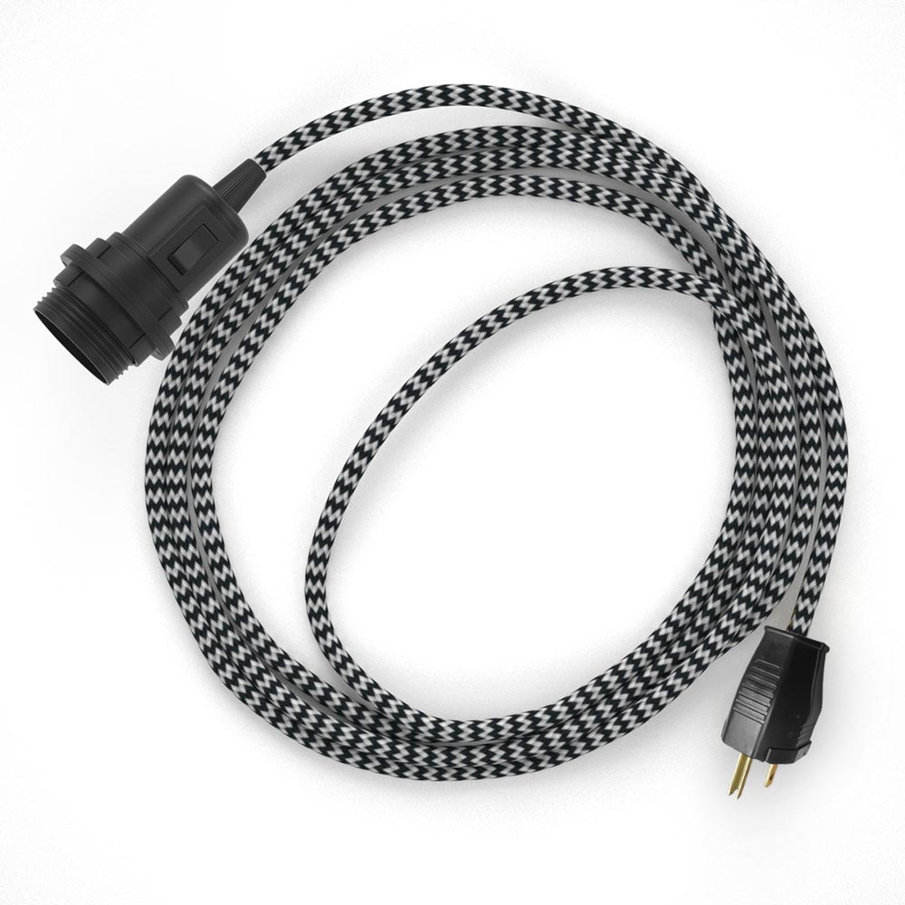 Snake for lampshade - Plug-in lamp with Zig-Zag fabric cable - RZ04