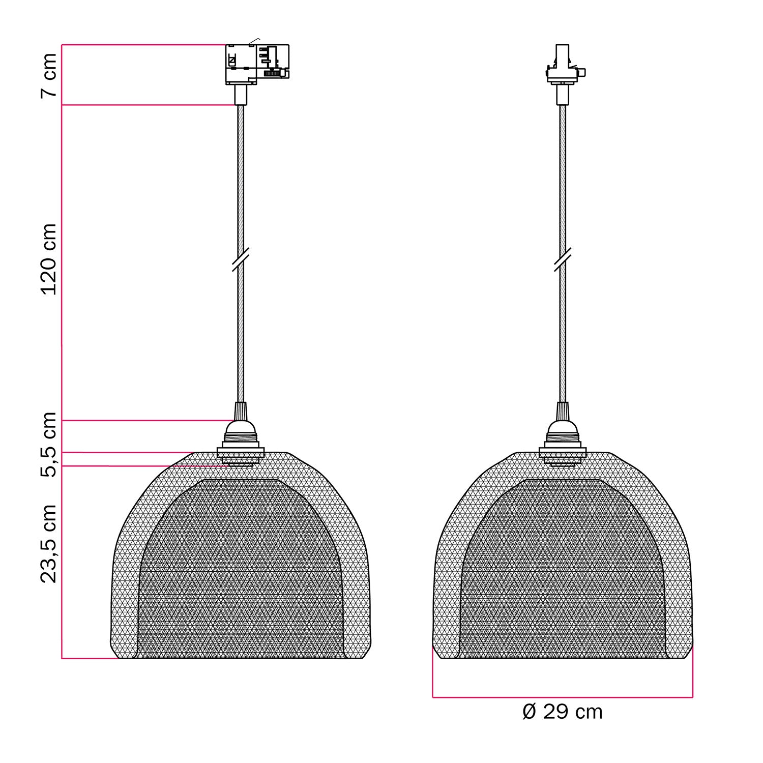 Sospensione con paralume a gabbia Ghostbell XL per binari - Bianco