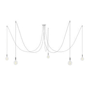Spider - Lampada a sospensione multipla a 5 cadute con finiture in metallo - Cromo