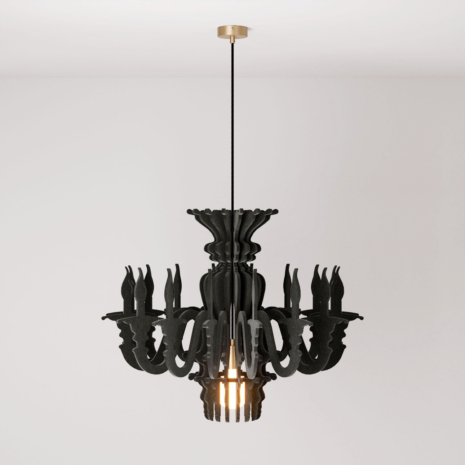 Suspension Lamp with Classic SHHANDELIER Shade Made of Sound-Absorbing Material - Black melange