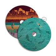 UFO Paralume in legno Special Edition Illustratori Italiani, double face, diametro 33 cm - Davide Bonazzi - Creative Cables